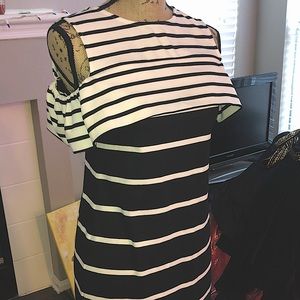 Black and white striped dress